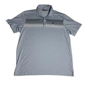Travis Mathew Mens Light Blue Stripped Polo Size XL